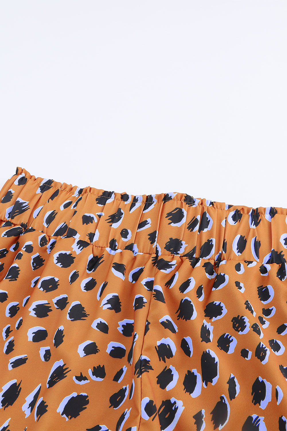Brown Leopard Print Ruffle Elastic Waist Shorts