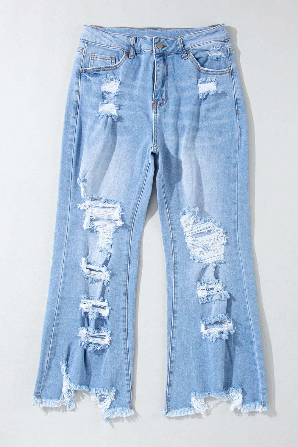 Blue Heavy Destroyed High Waist Jeans
