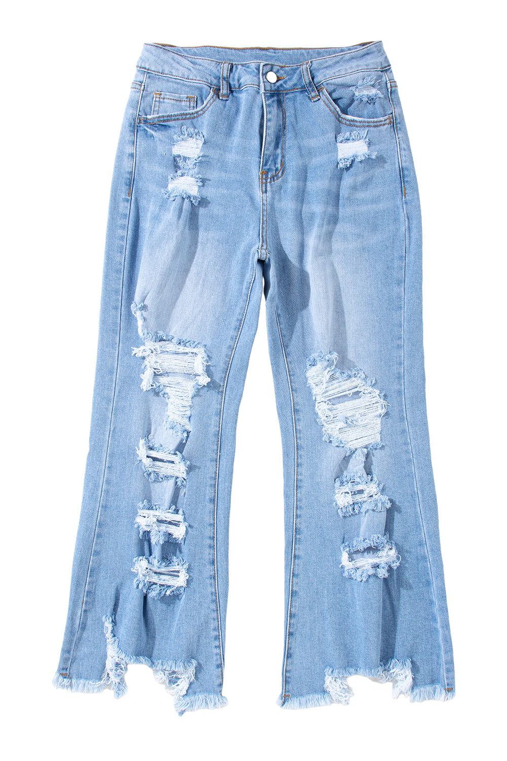 Blue Heavy Destroyed High Waist Jeans