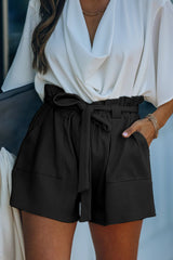 Black Cotton Blend Pocketed Knit Shorts