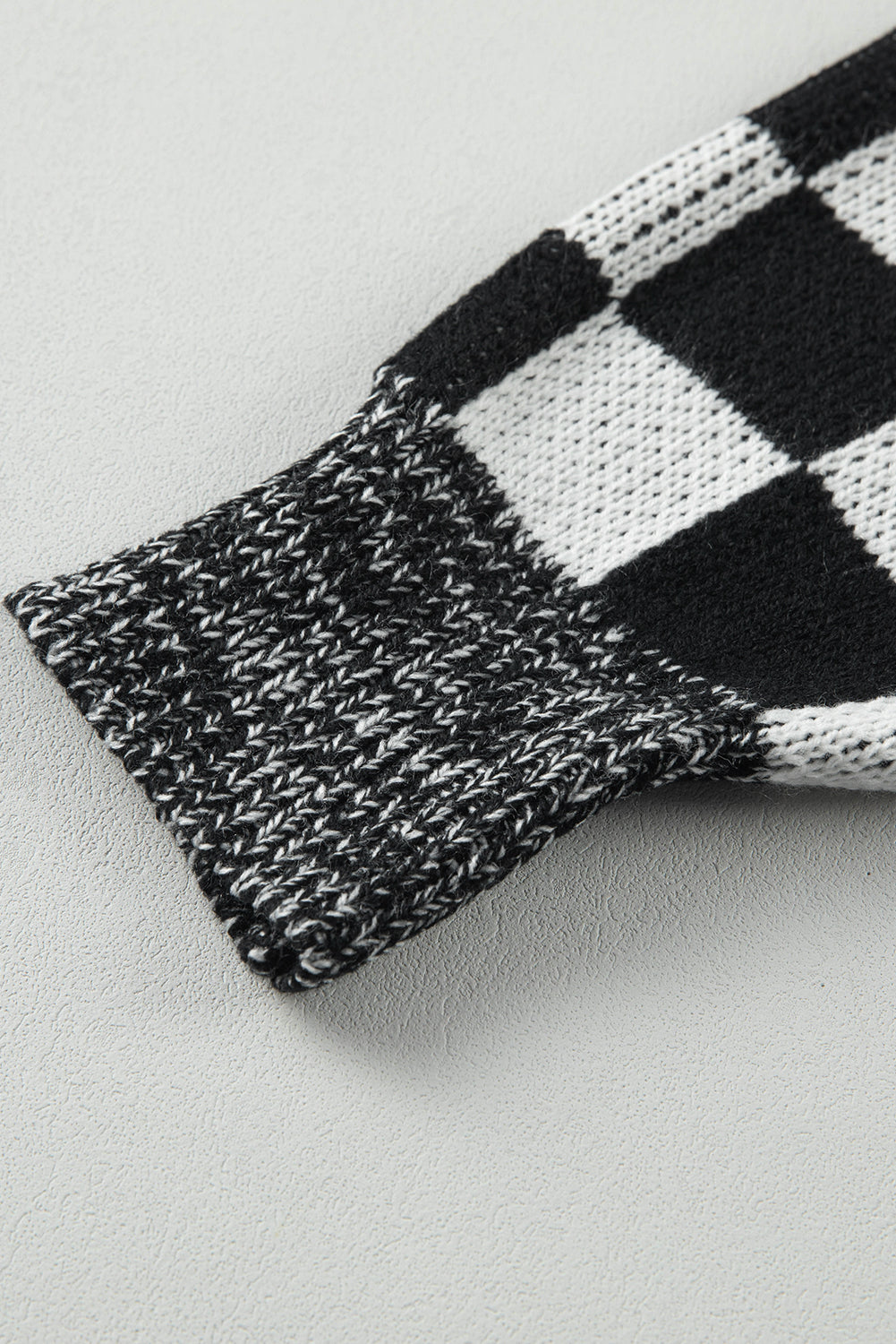 Mint Green Checkered Print Drop Shoulder Sweater