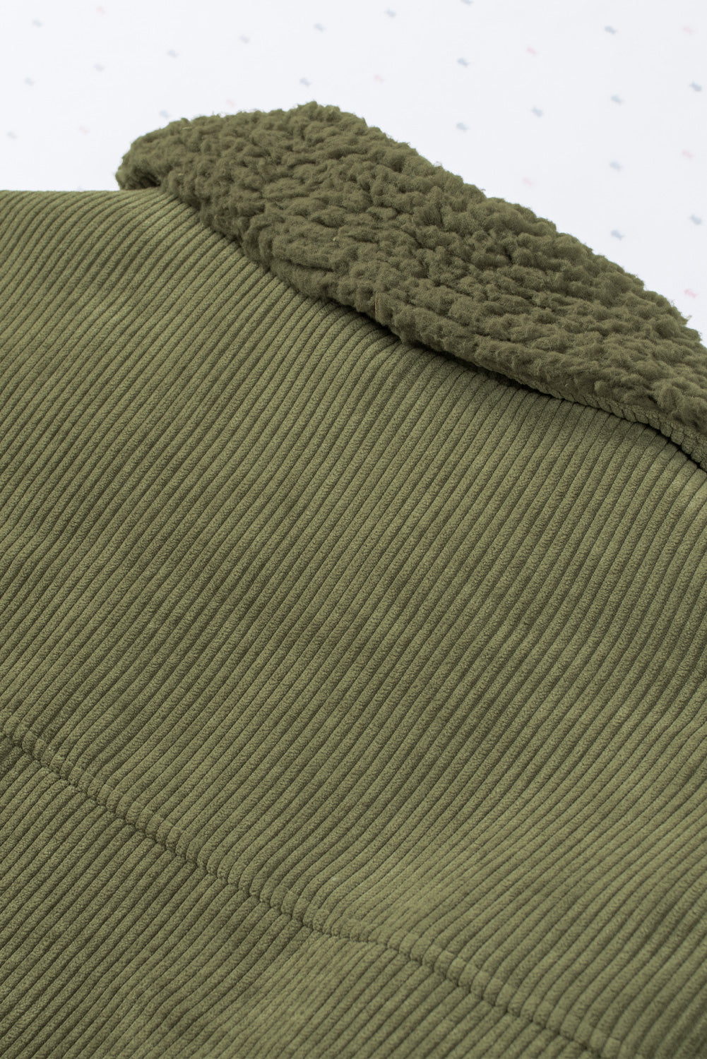 Green Corduroy Ribbed Shell Fleece Lining Jacket