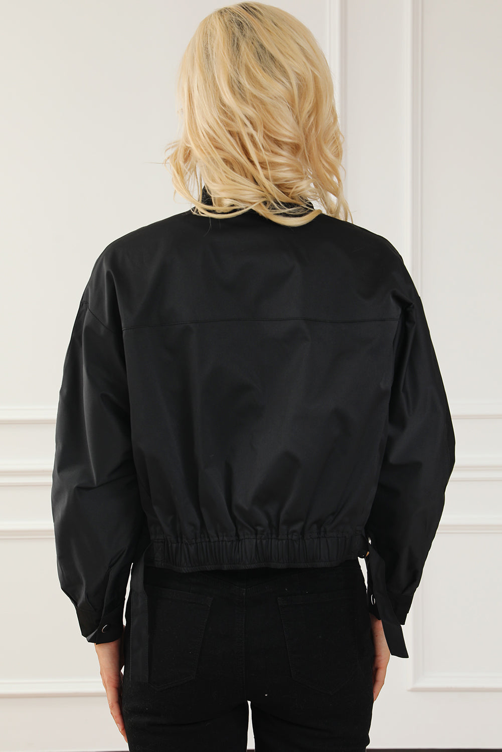 Black Solid Full Zipped Jacket
