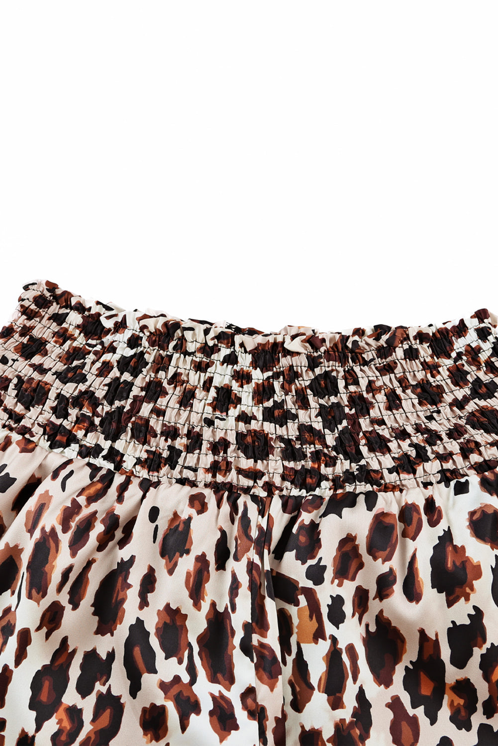 Leopard Print Smocked Waistband High Waist Casual Shorts