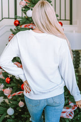 White Christmas Tree Dots Print Pullover Sweatshirt