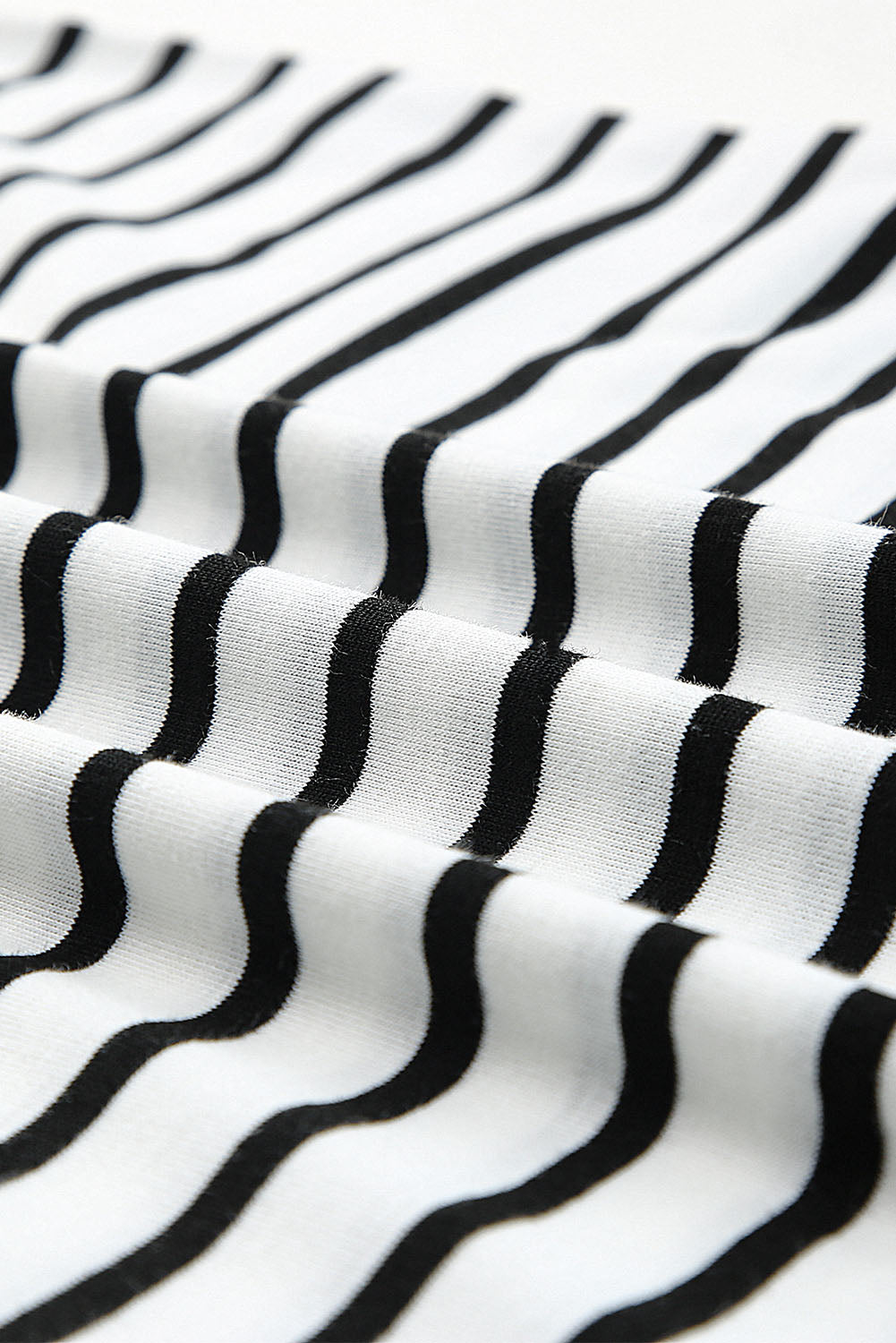 Black Striped Print Side Split Short Sleeve V Neck Maxi Dress