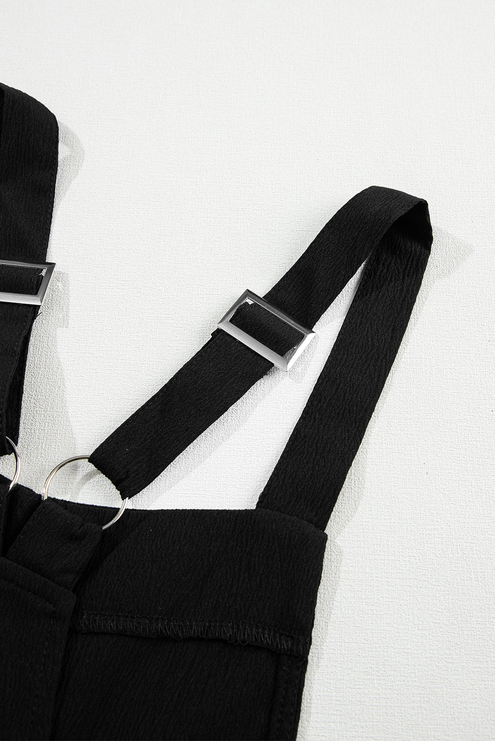 Black Adjustable Buckle Straps Cropped Jumpsuit