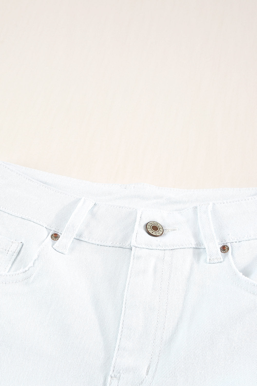 White Distressed Frayed Denim Shorts