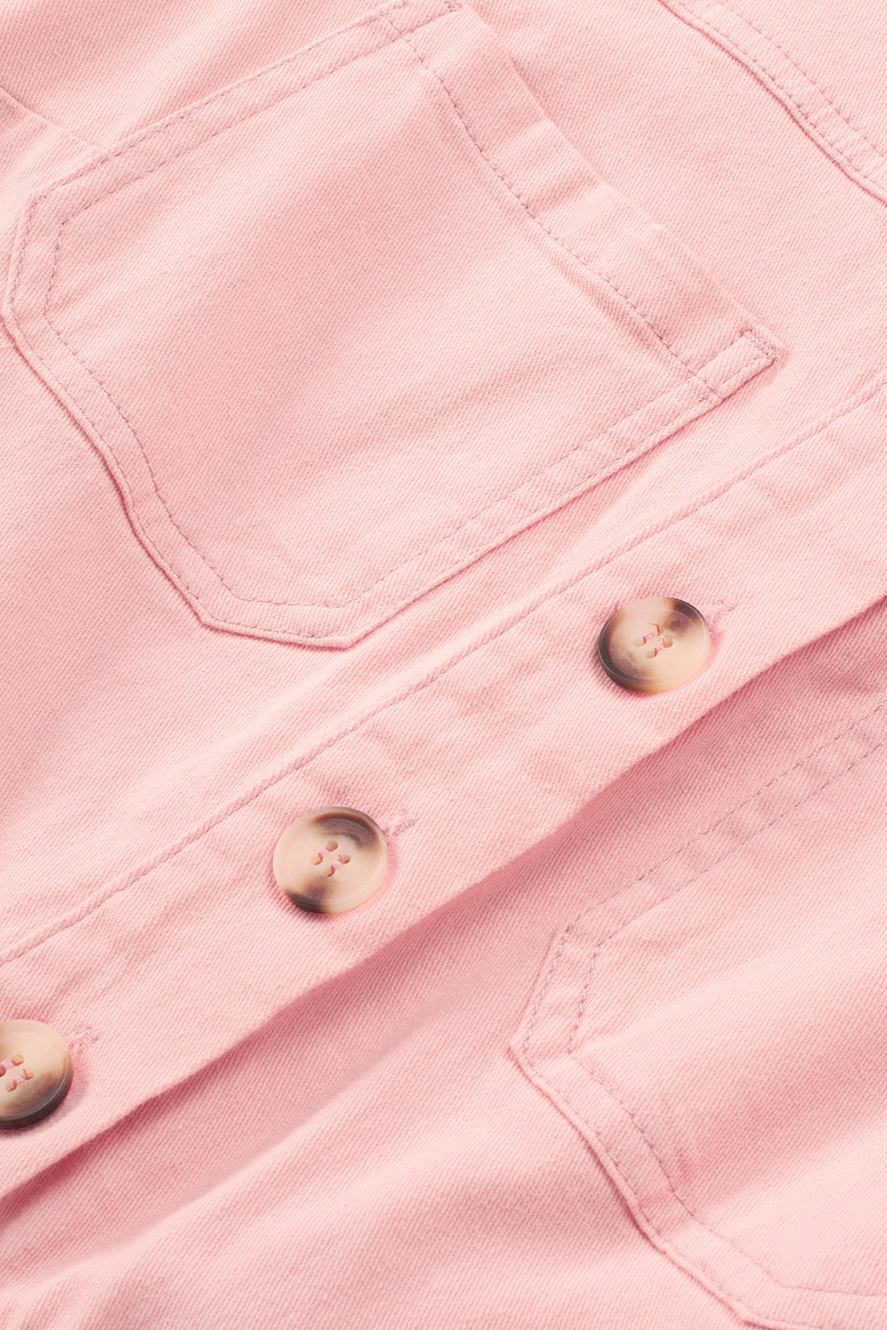 Pink Pocketed Button Down Denim Romper