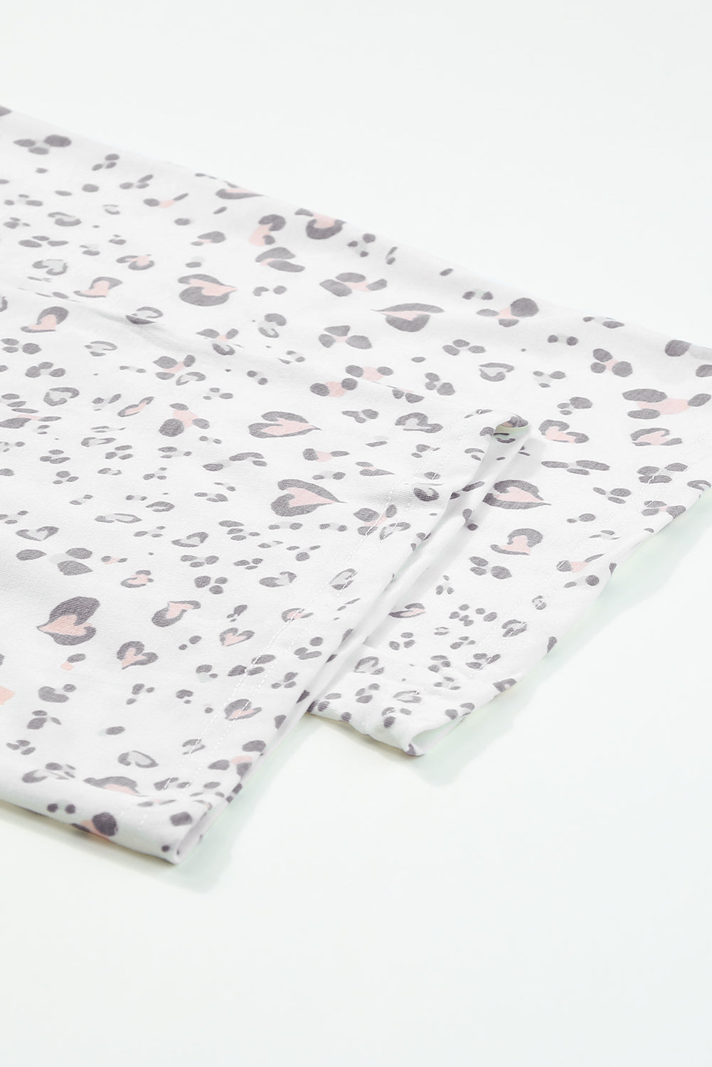 White Leopard Print Long Sleeve and Pants Pajamas Set