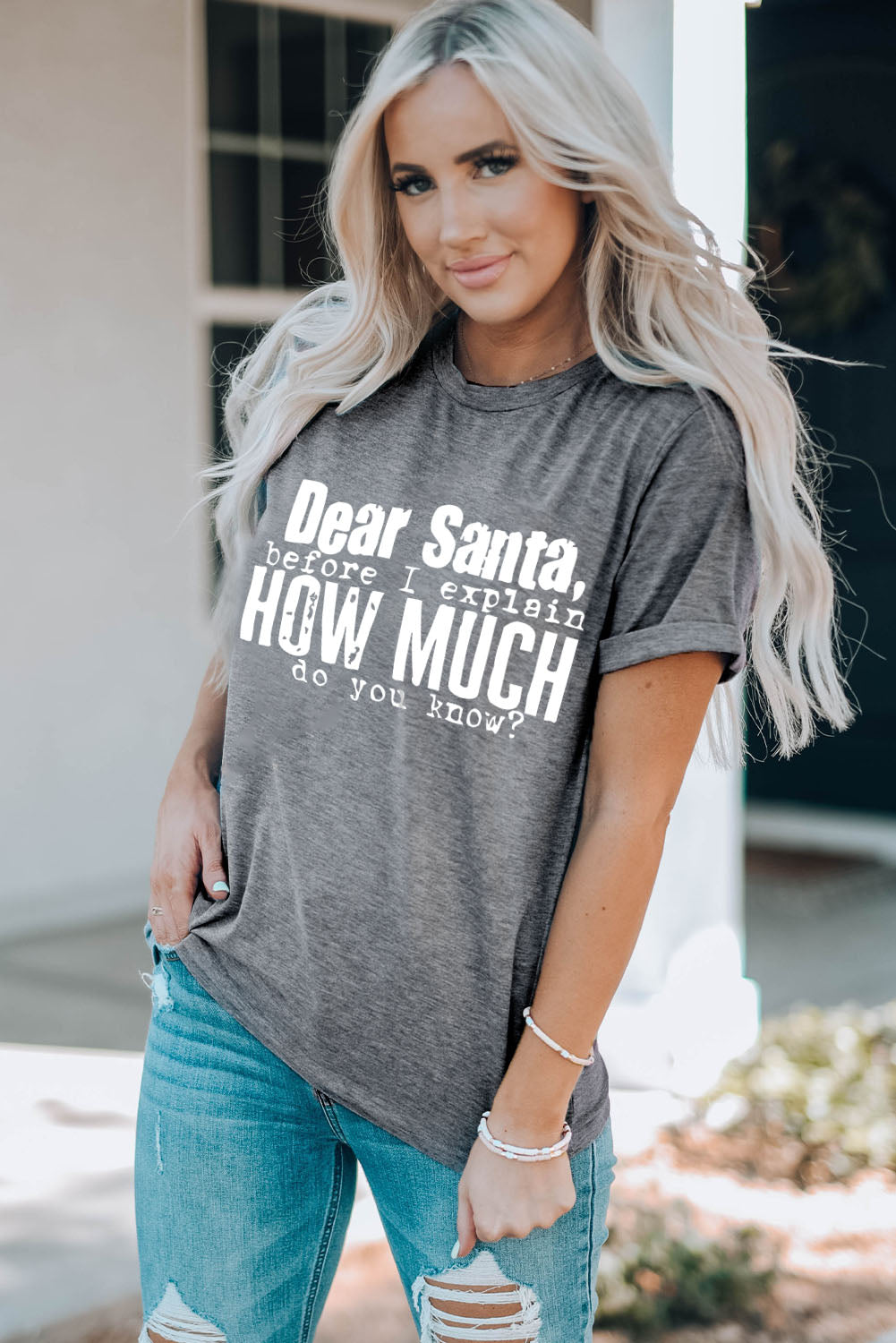 Gray Mineral Wash Christmas Funny Saying Graphic T Shirt