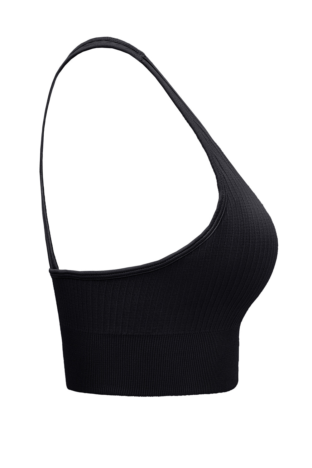 Black Ribbed Hollow-out Racerback Yoga Camisole