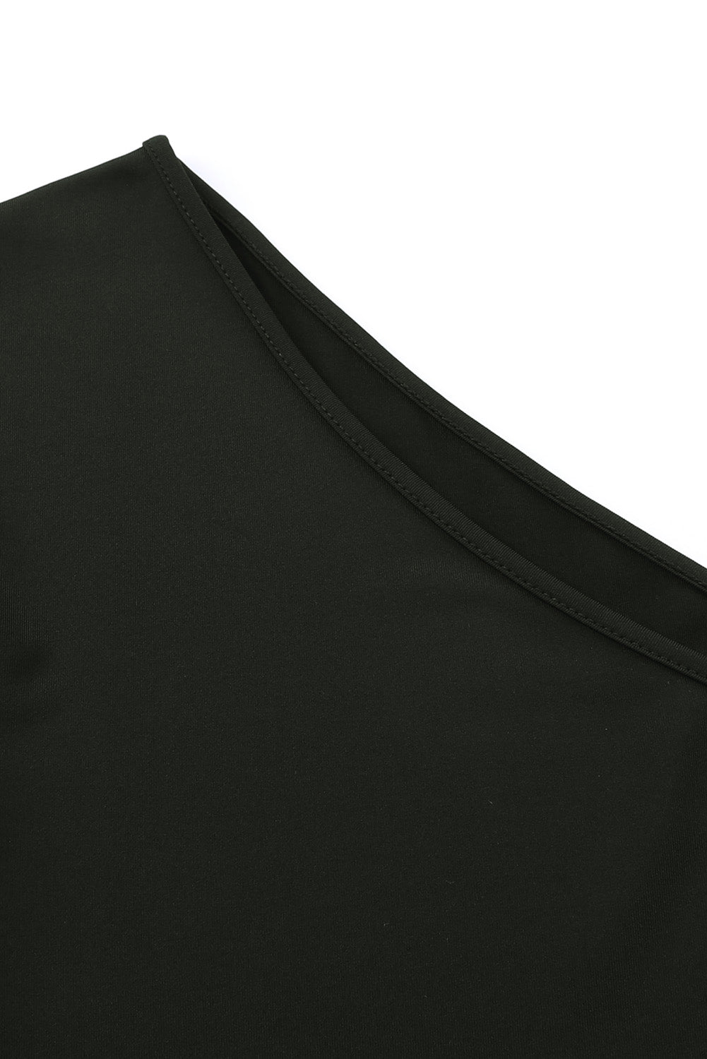 Black One Shoulder Fringed Long Sleeve Bodysuit
