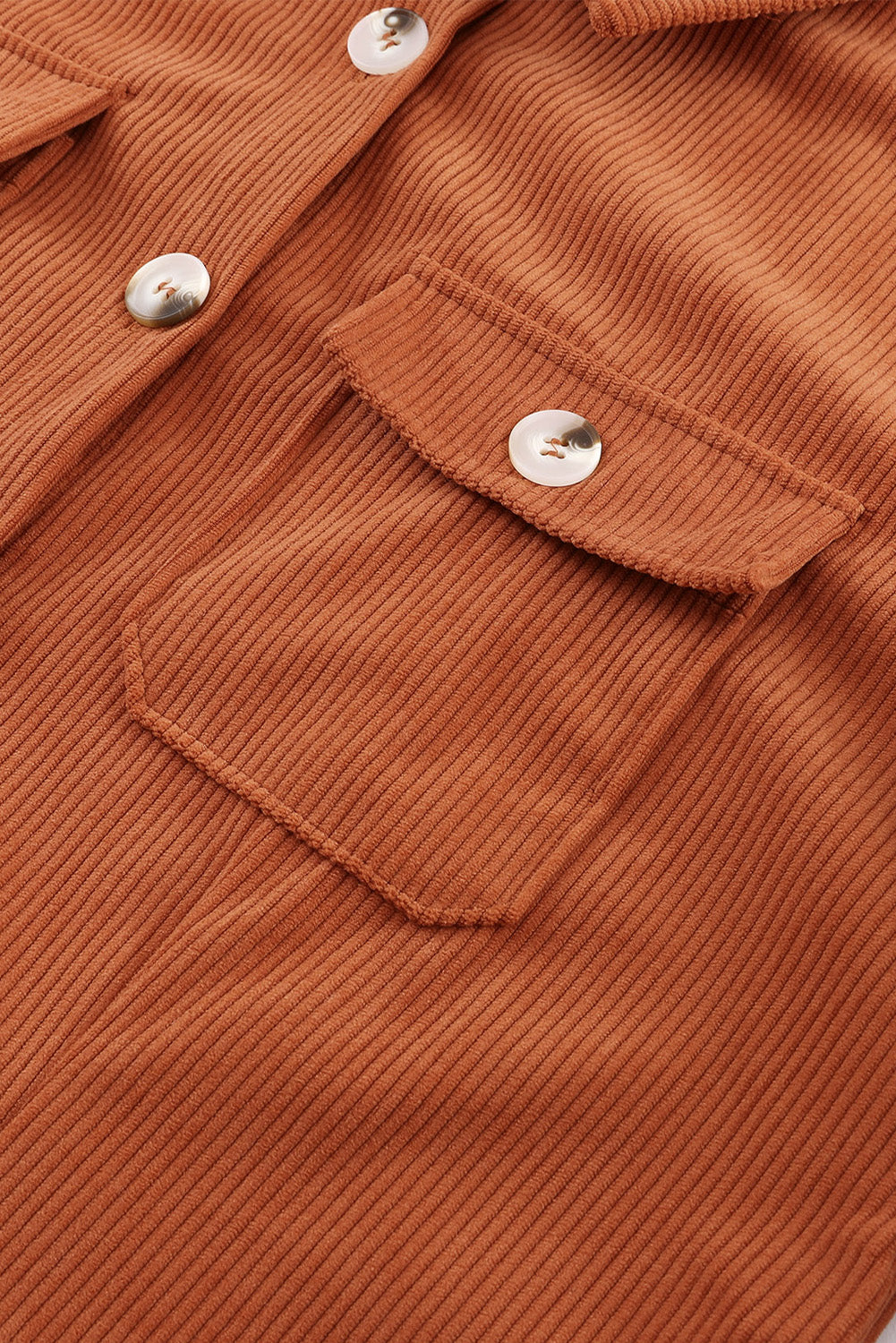Khaki Corduroy Buttoned 	Long Sleeve Shirt Dress