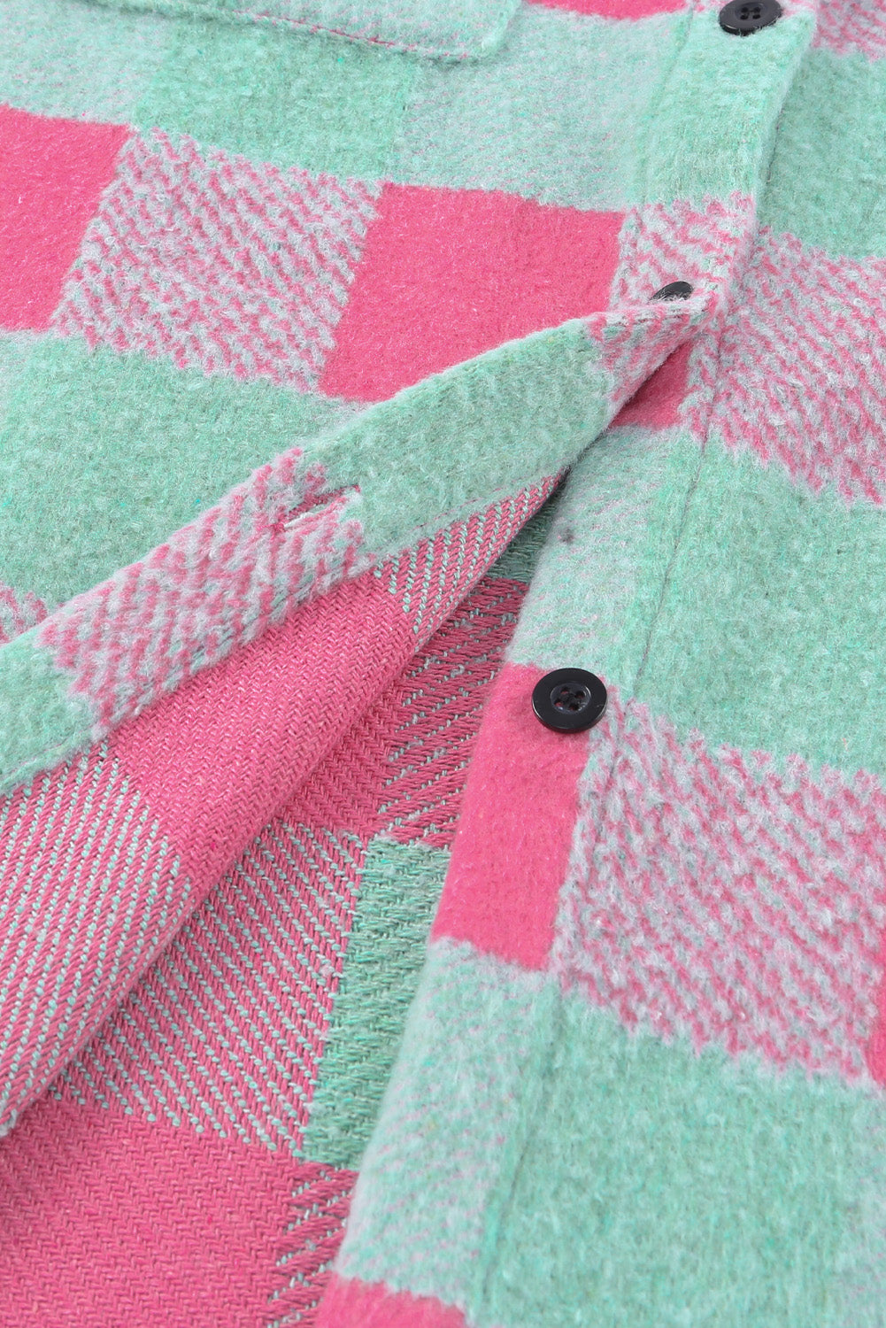 Pink Plaid Pattern Oversized Shacket