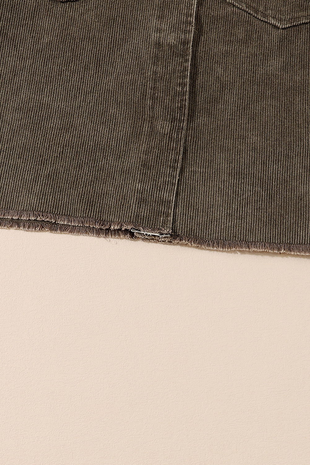 Gray Contrast Snakeskin Trim Pocketed Corduroy Jacket
