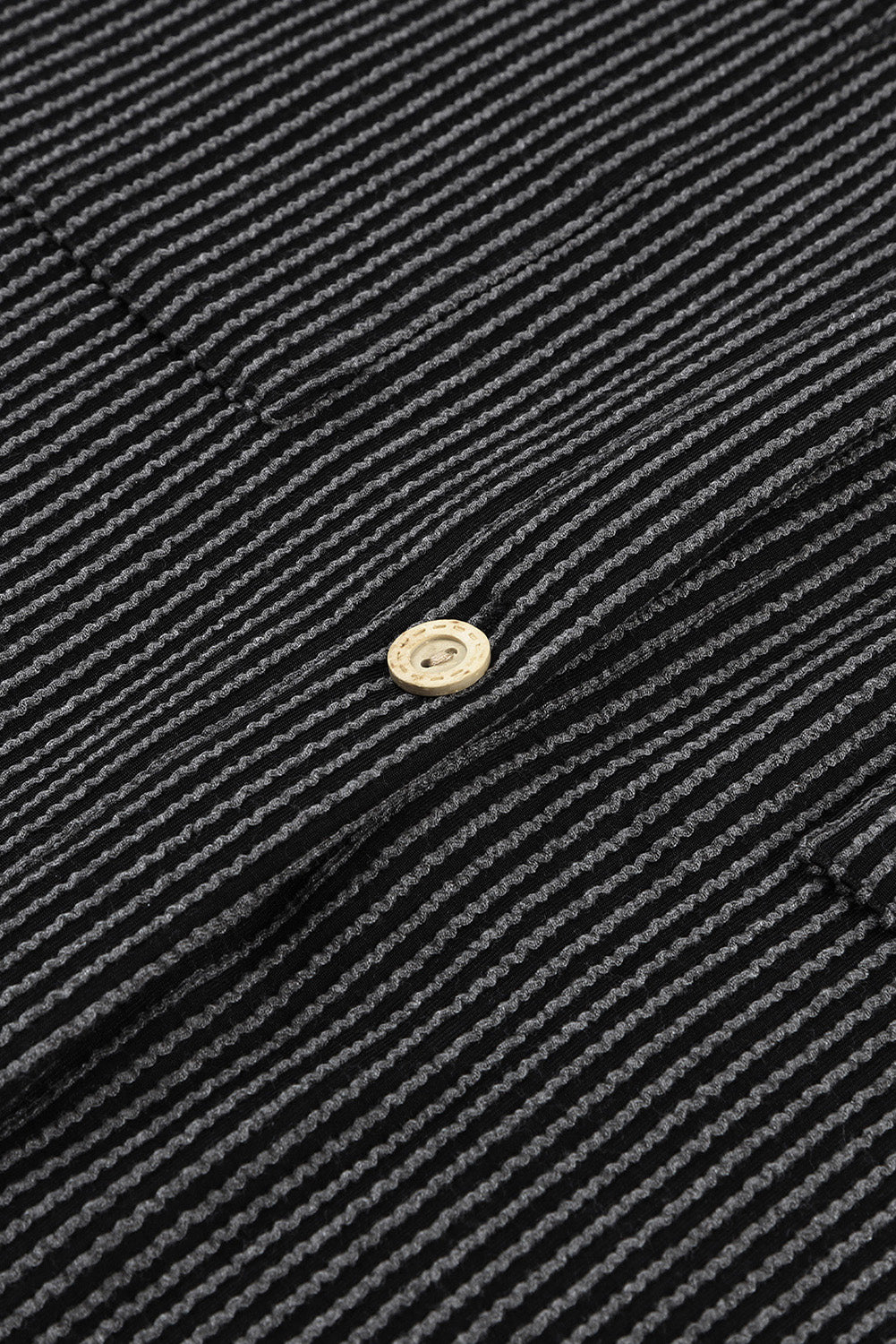 Black Roll Tab Sleeve Ribbed Cording Shacket