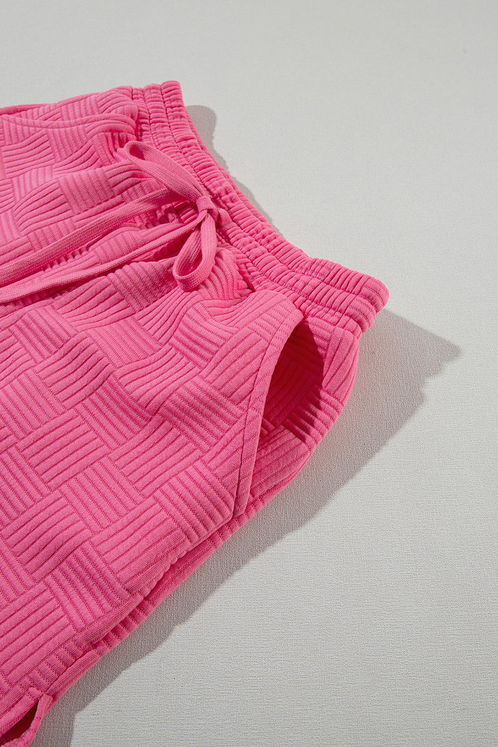 Bonbon Textured Ruffled Sleeve Tee and Drawstring Shorts Set