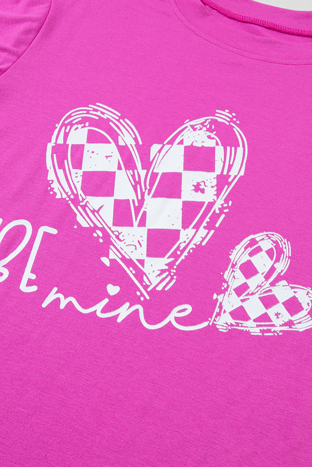 Bright Pink Be Mine Print Tee and Pants Lounge Set
