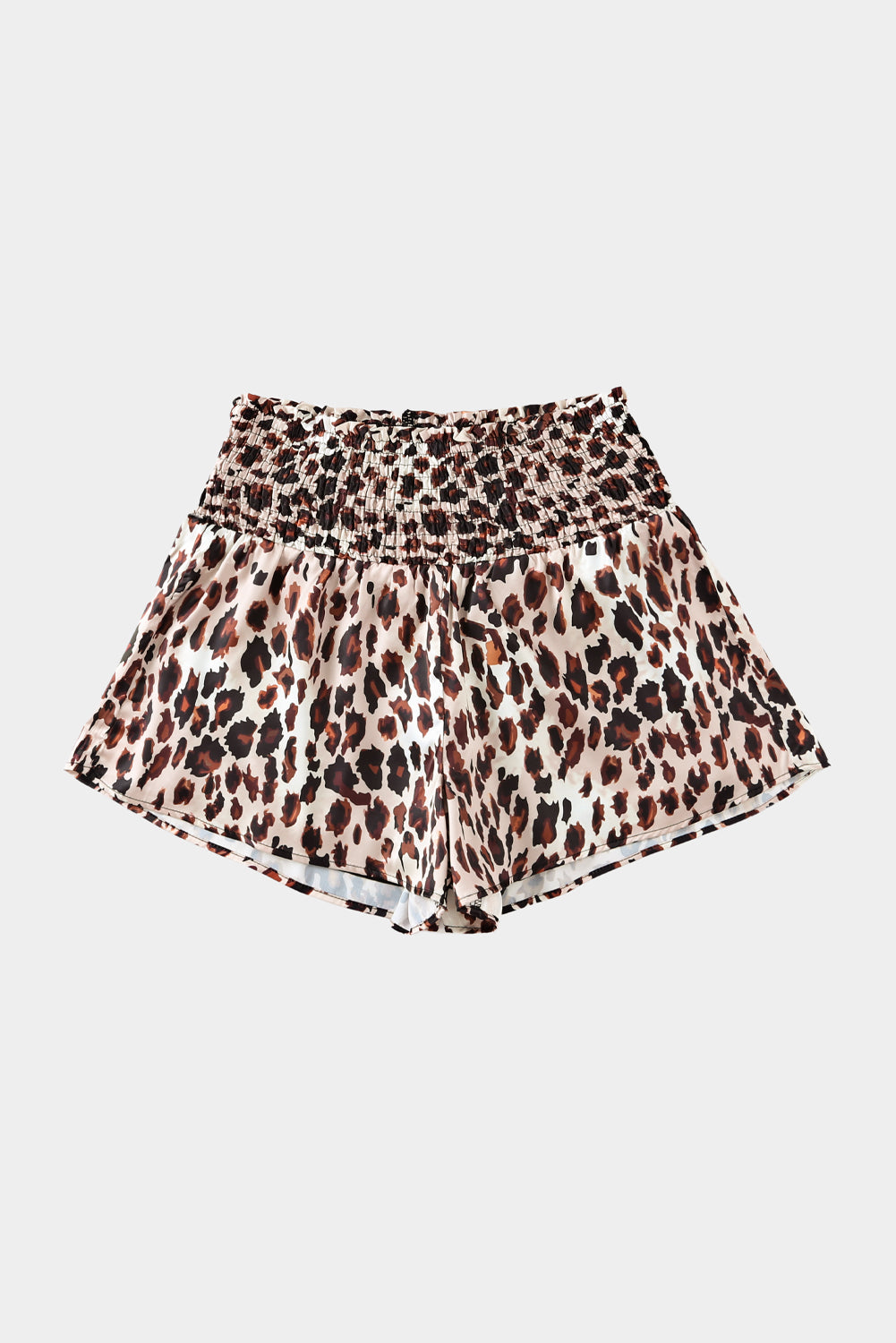 Leopard Print Smocked Waistband High Waist Casual Shorts