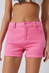 Pink Ashlee High Waisted Denim Shorts