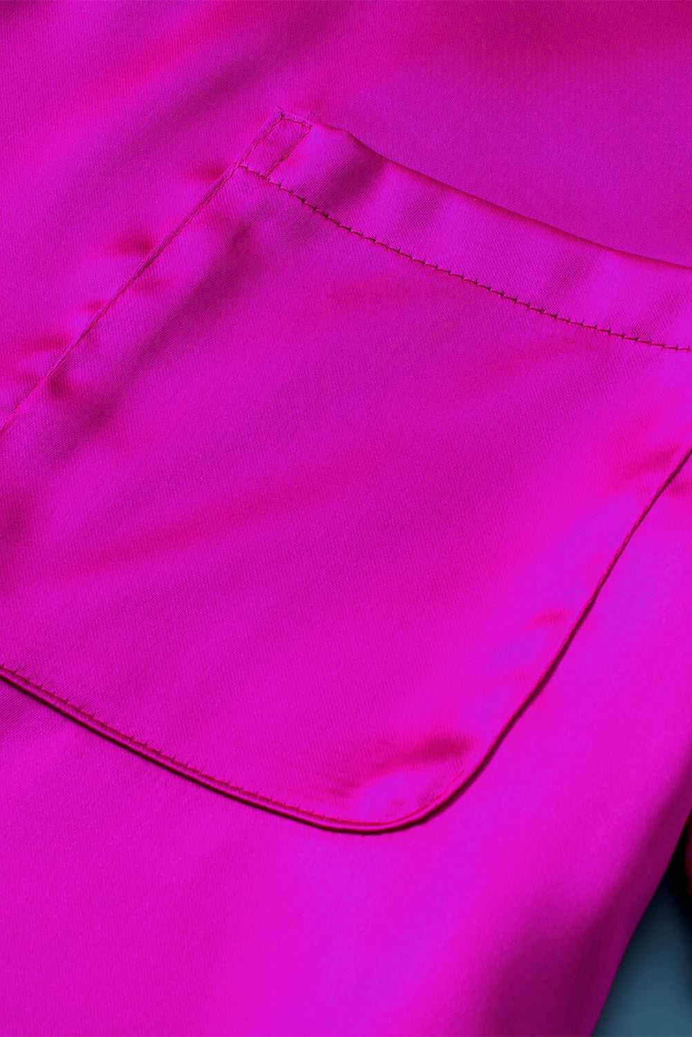 Bright Pink Satin V Neck Tee and Drawstring Shorts Set