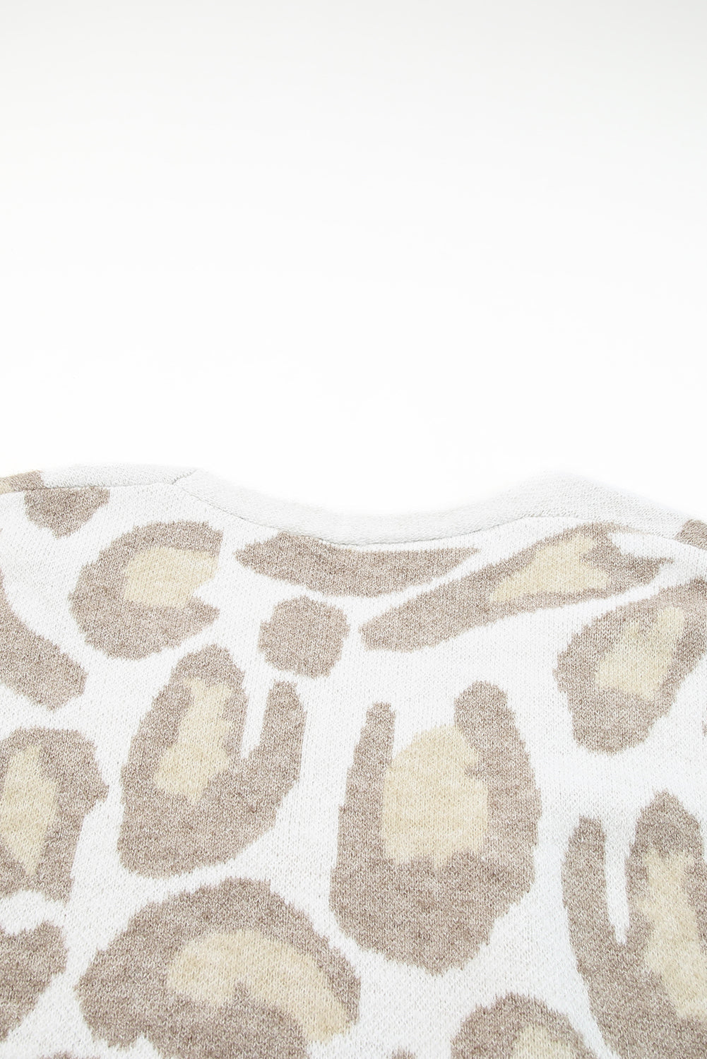 Beige Plus Size Leopard Pattern Cardigan