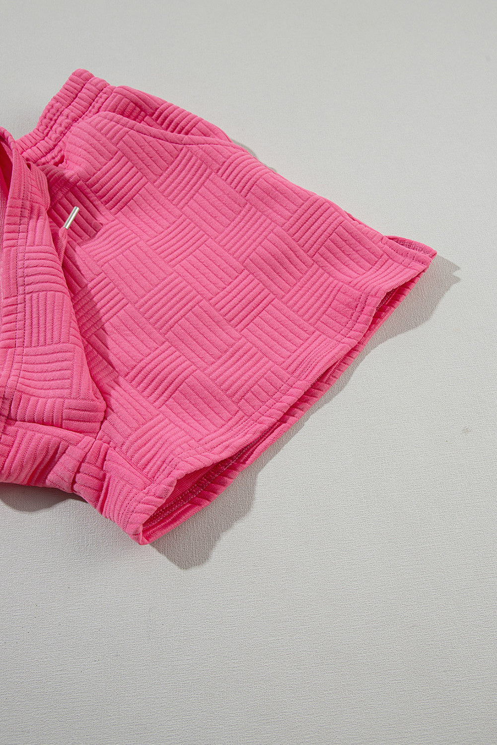 Bonbon Textured Ruffled Sleeve Tee and Drawstring Shorts Set